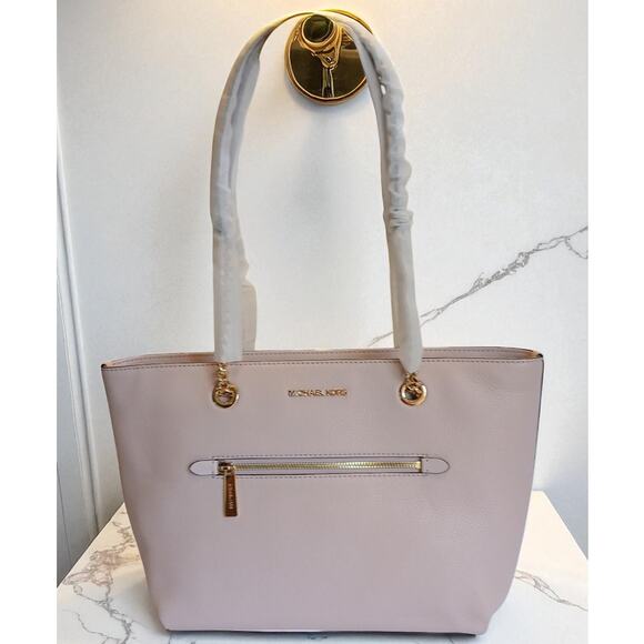 Michael Kors Jet Set Medium Leather Front Zip Chain Tote Powder Blush NWT - Picture 1 of 16
